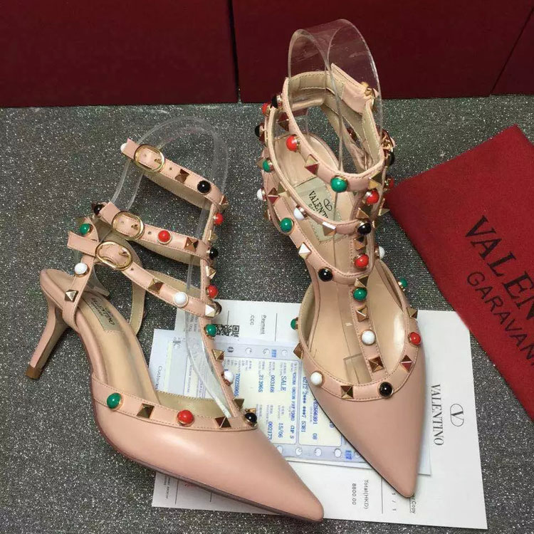 2016 Valentino women shoes with rivet Heel Height 6.5cm