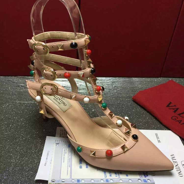 2016 Valentino women shoes with rivet Heel Height 6.5cm