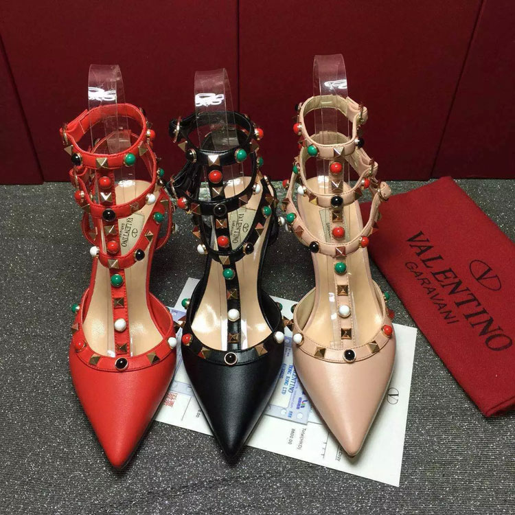 2016 Valentino women shoes with rivet Heel Height 6.5cm