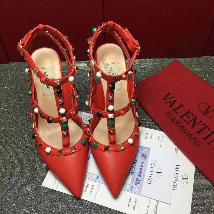 2016 Valentino women shoes with rivet Heel Height 9.5cm