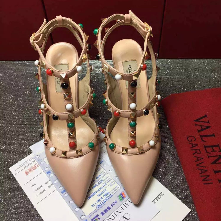 2016 Valentino women shoes with rivet Heel Height 9.5cm