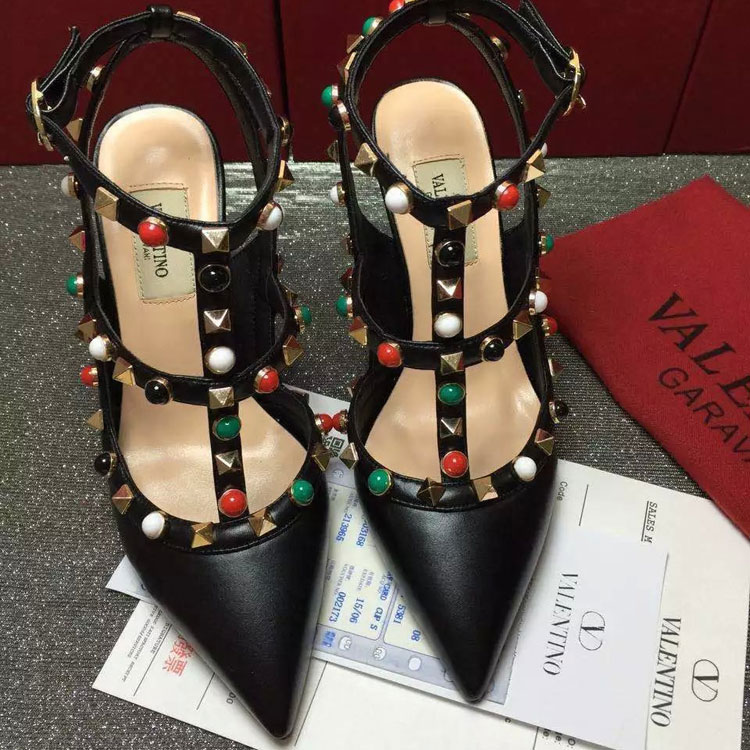 2016 Valentino women shoes with rivet Heel Height 9.5cm