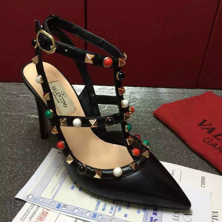 2016 Valentino women shoes with rivet Heel Height 9.5cm