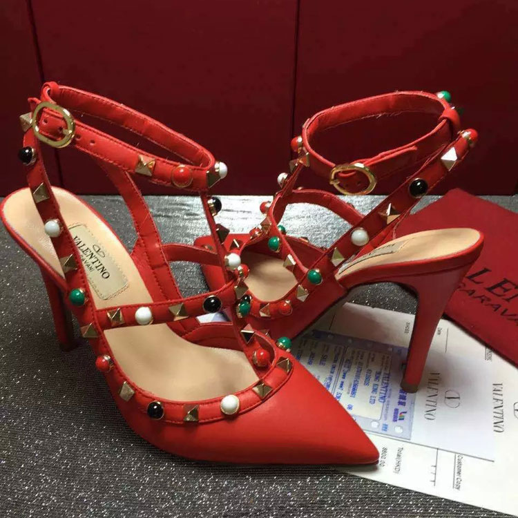 2016 Valentino women shoes with rivet Heel Height 9.5cm