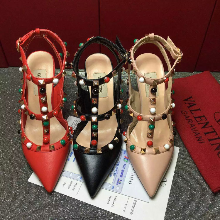 2016 Valentino women shoes with rivet Heel Height 9.5cm