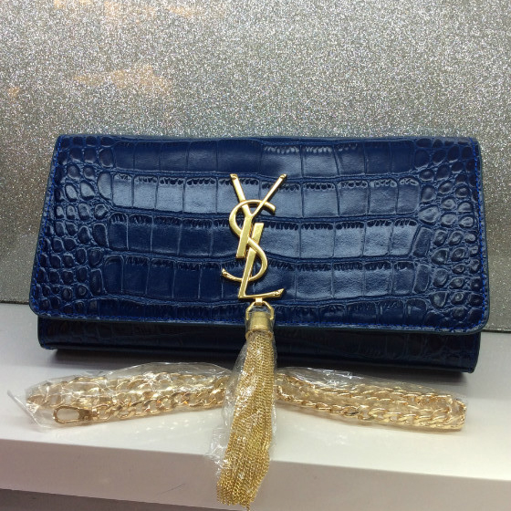 2016 YSL Classic Tassel Clutch bag Croco 311212 Blue