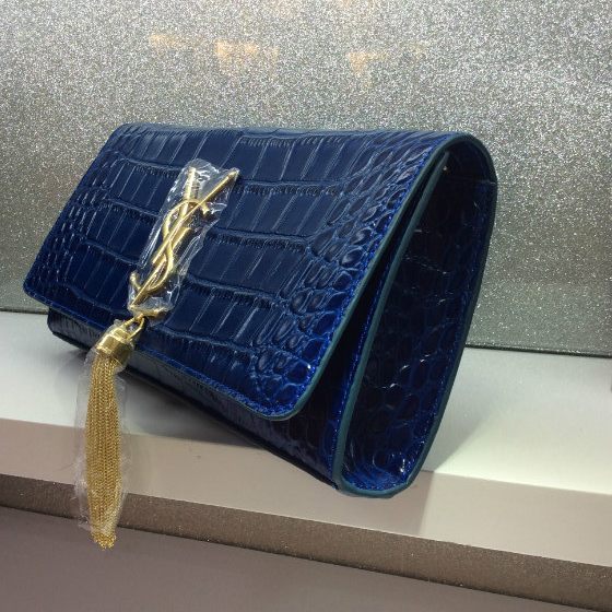 2016 YSL Classic Tassel Clutch bag Croco 311212 Blue