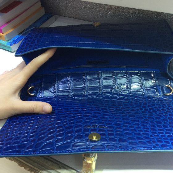 2016 YSL Classic Tassel Clutch bag Croco 311212 Blue