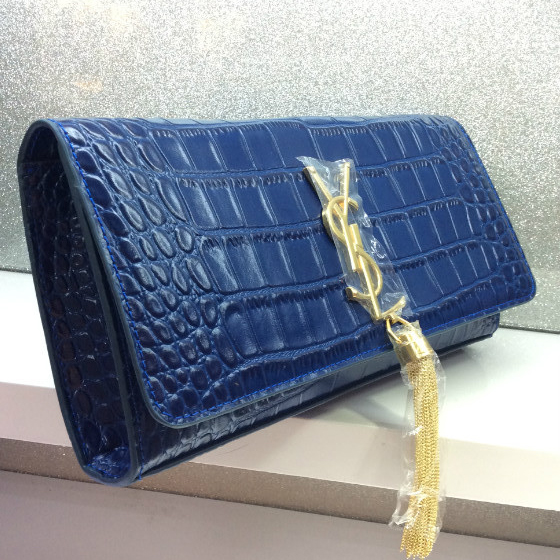 2016 YSL Classic Tassel Clutch bag Croco 311212 Blue