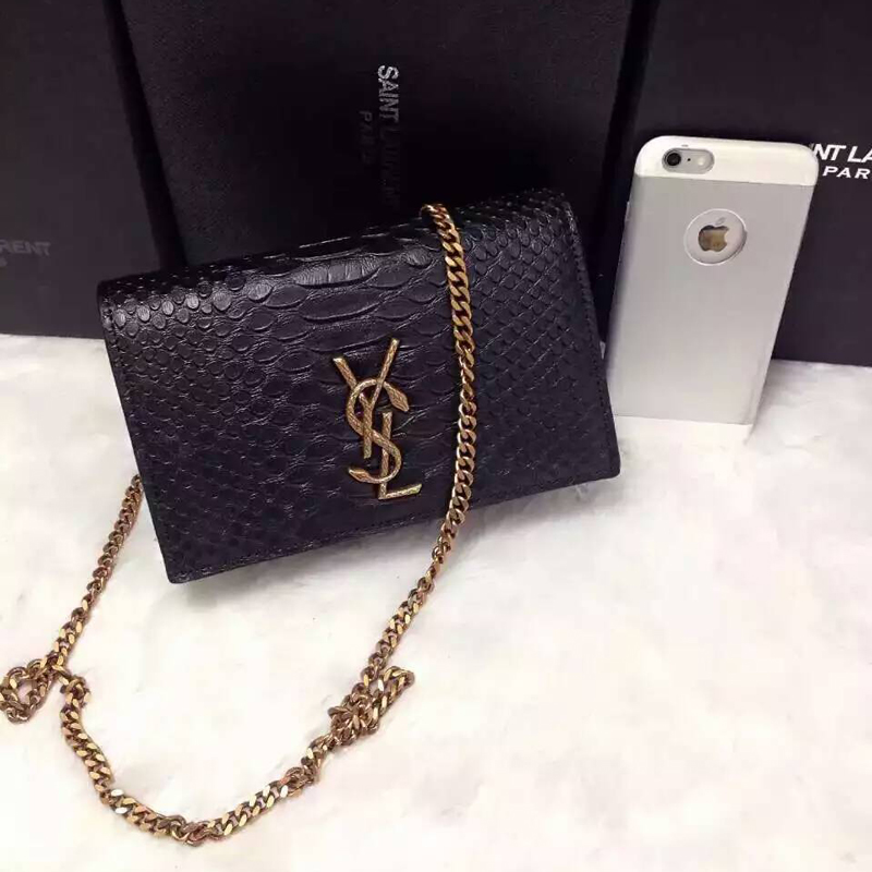 2016 YSL Dinner clutch shoulder bag 311218 Black with Bronze