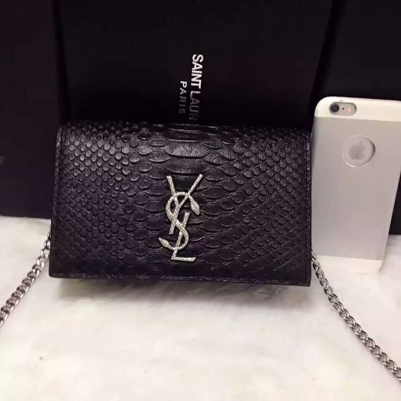 2016 YSL Dinner clutch shoulder bag 311218 Black with Silver