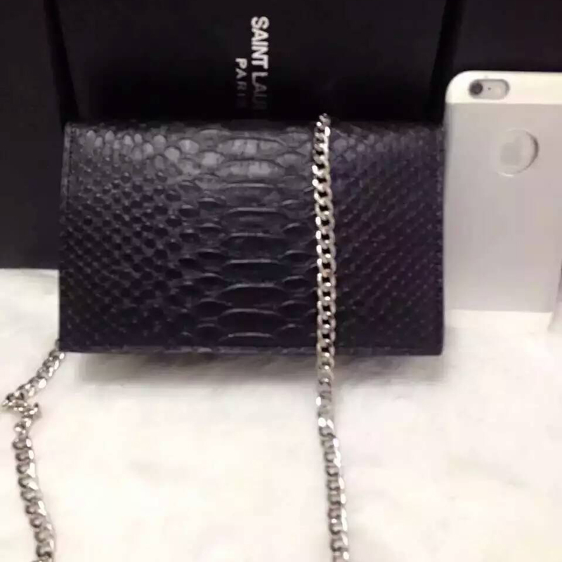 2016 YSL Dinner clutch shoulder bag 311218 Black with Silver