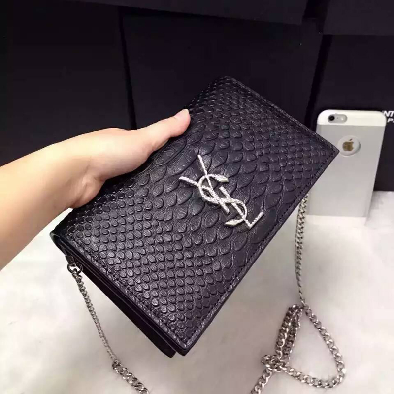 2016 YSL Dinner clutch shoulder bag 311218 Black with Silver