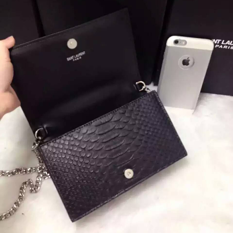 2016 YSL Dinner clutch shoulder bag 311218 Black with Silver