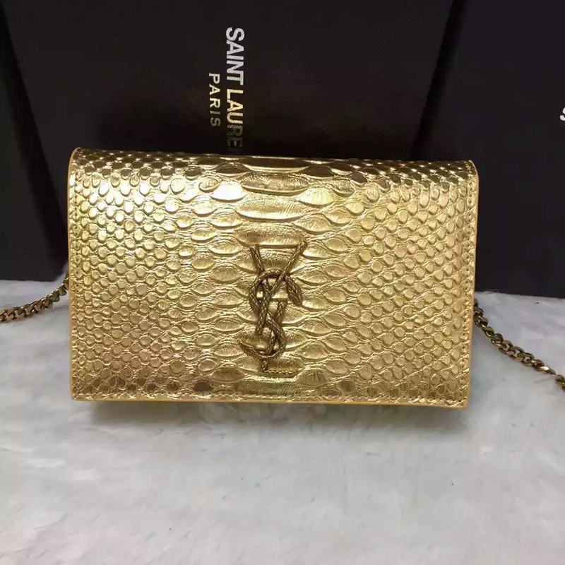 2016 YSL Dinner clutch shoulder bag 311218 Gold with Bronze