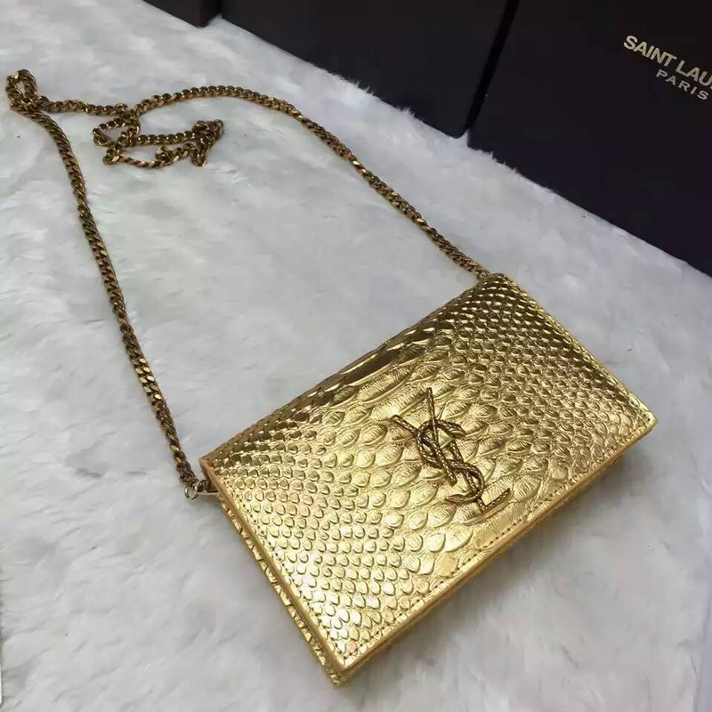 2016 YSL Dinner clutch shoulder bag 311218 Gold with Bronze