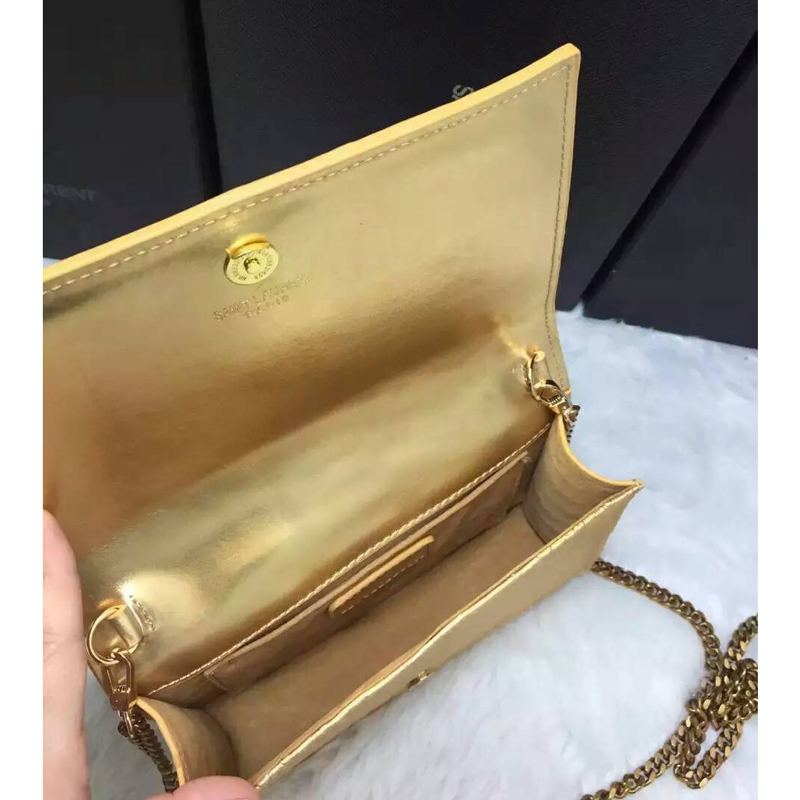 2016 YSL Dinner clutch shoulder bag 311218 Gold with Bronze