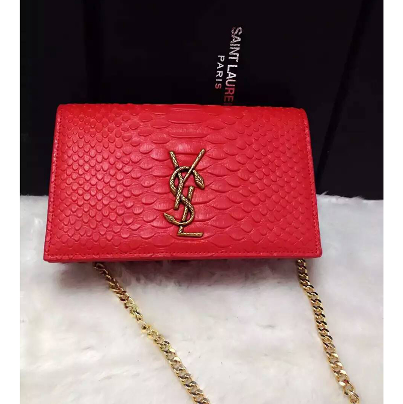 2016 YSL Dinner clutch shoulder bag 311218 Red with Bronze