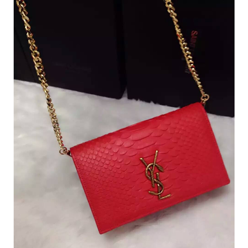 2016 YSL Dinner clutch shoulder bag 311218 Red with Bronze