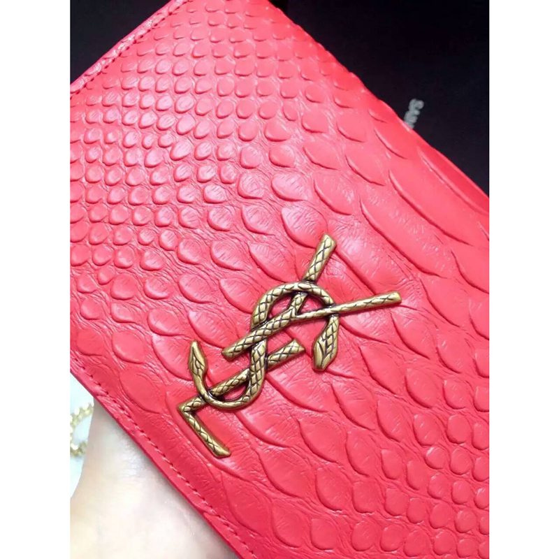 2016 YSL Dinner clutch shoulder bag 311218 Red with Bronze