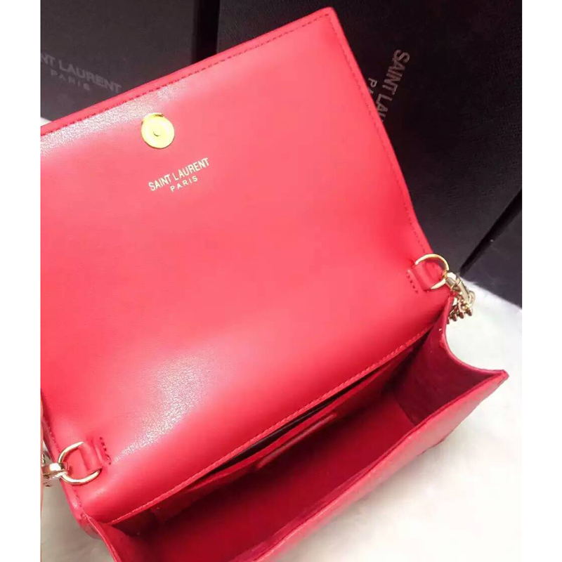 2016 YSL Dinner clutch shoulder bag 311218 Red with Bronze