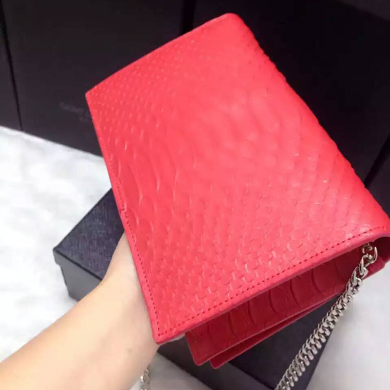 2016 YSL Dinner clutch shoulder bag 311218 Red with Silver