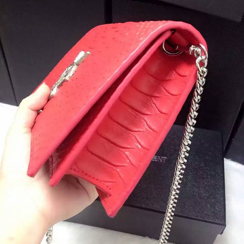 2016 YSL Dinner clutch shoulder bag 311218 Red with Silver