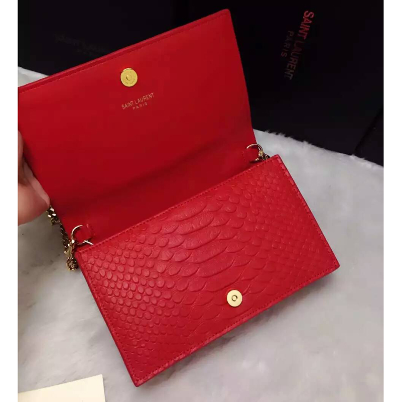 2016 YSL Dinner clutch shoulder bag 311218 Red with Silver