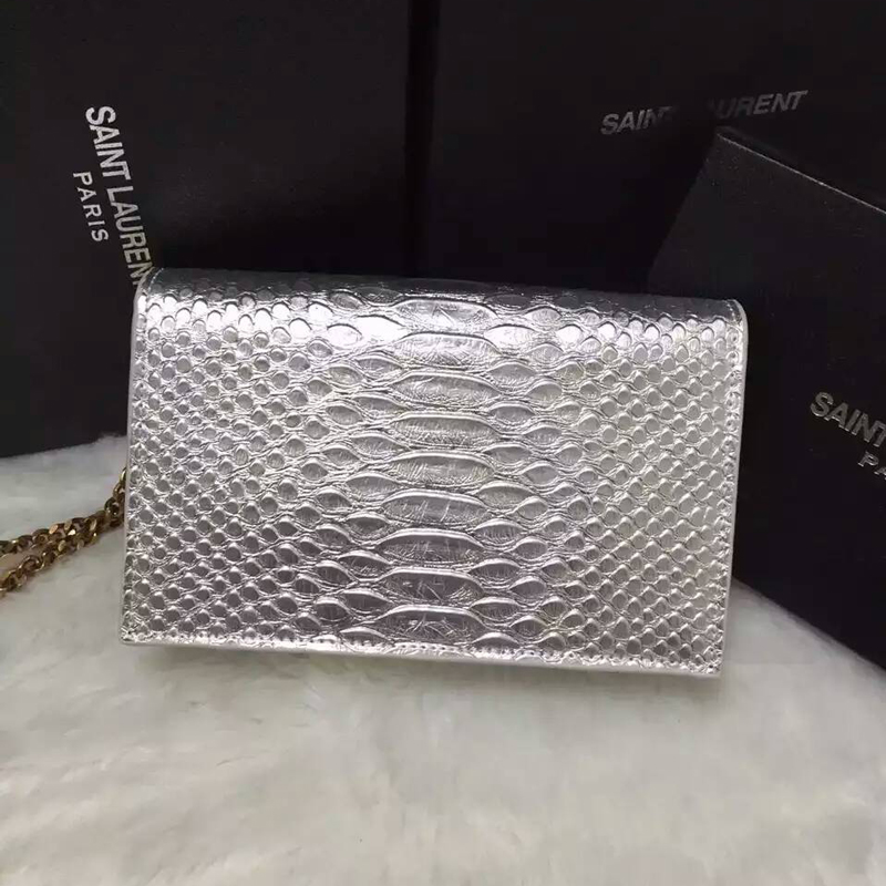 2016 YSL Dinner clutch shoulder bag 311218 Silver with Bronze