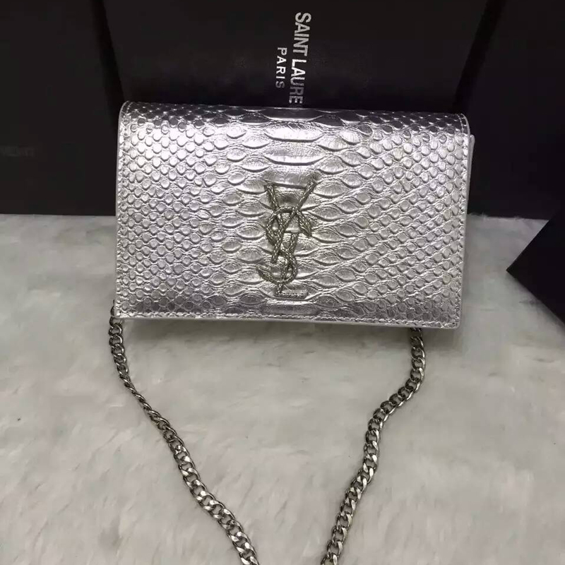 2016 YSL Dinner clutch shoulder bag 311218 Silver with Silver