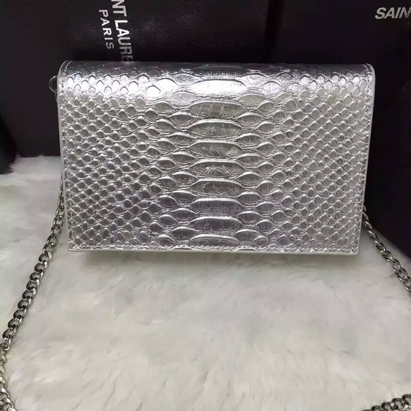 2016 YSL Dinner clutch shoulder bag 311218 Silver with Silver