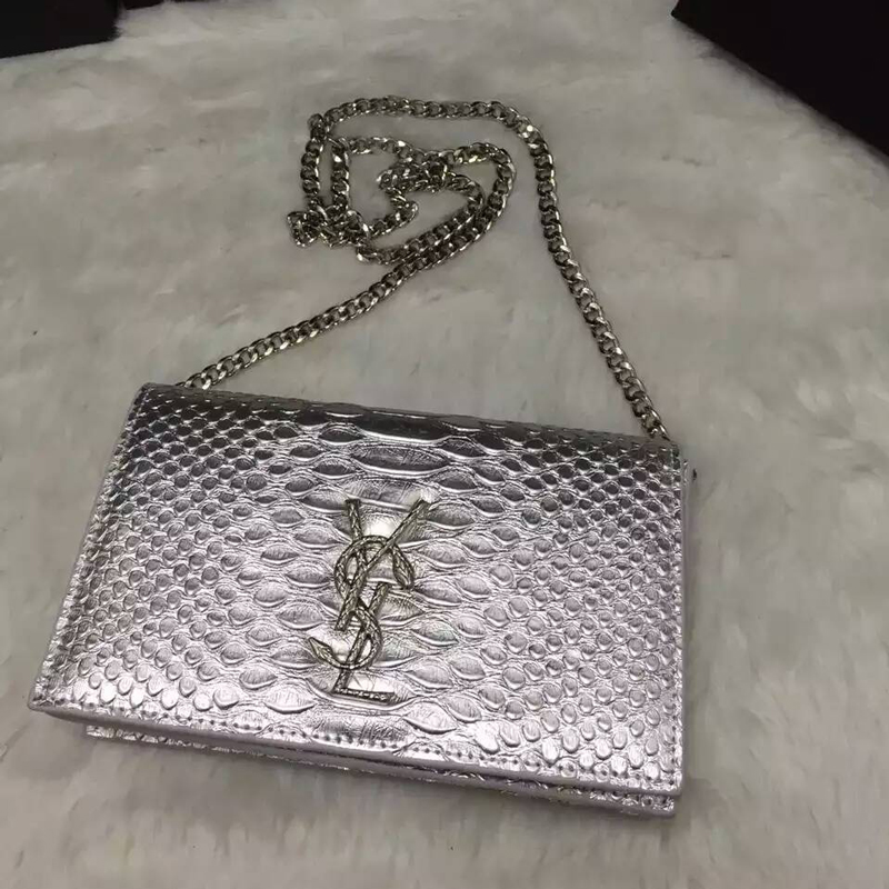 2016 YSL Dinner clutch shoulder bag 311218 Silver with Silver