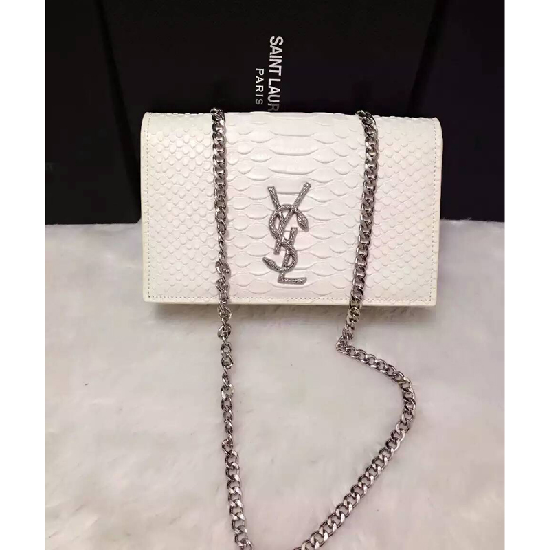 2016 YSL Dinner clutch shoulder bag 311218 White with Silver