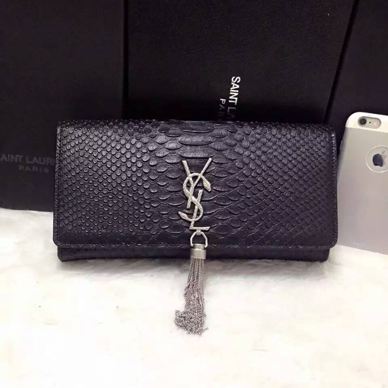 2016 YSL Dinner clutch shoulder bag 311288 Black with Silver