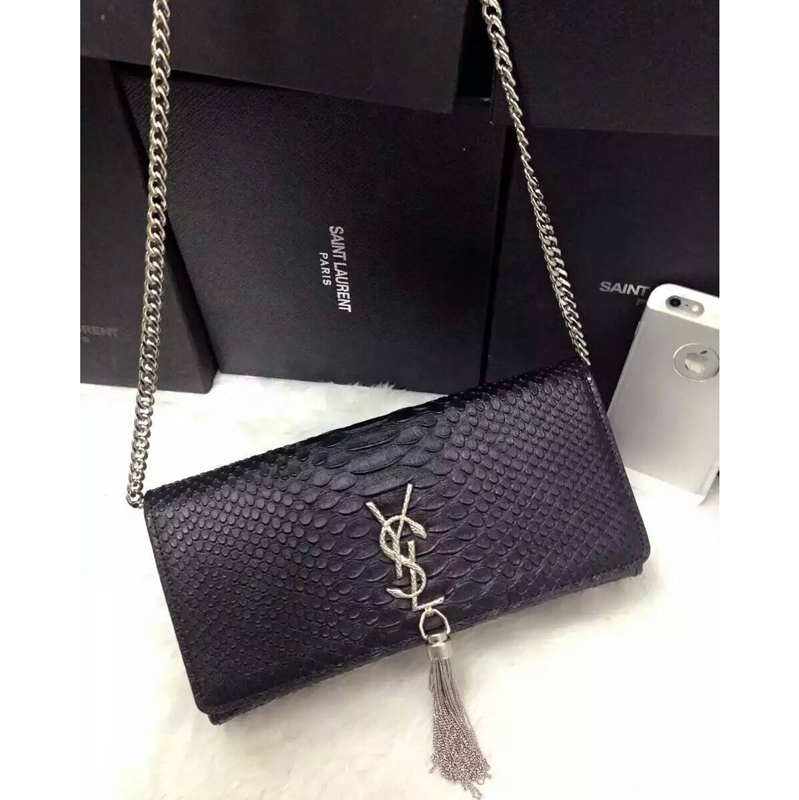 2016 YSL Dinner clutch shoulder bag 311288 Black with Silver