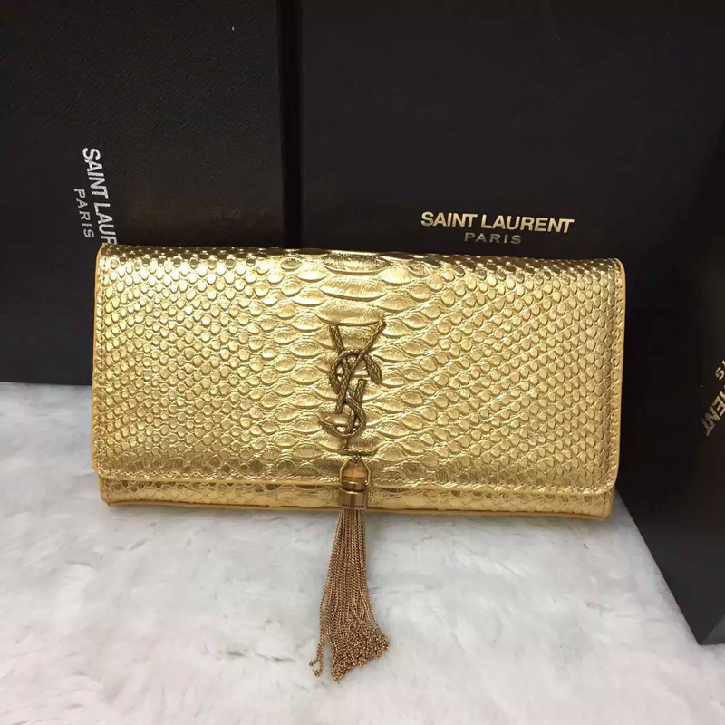 2016 YSL Dinner clutch shoulder bag 311288 Gold with Bronze