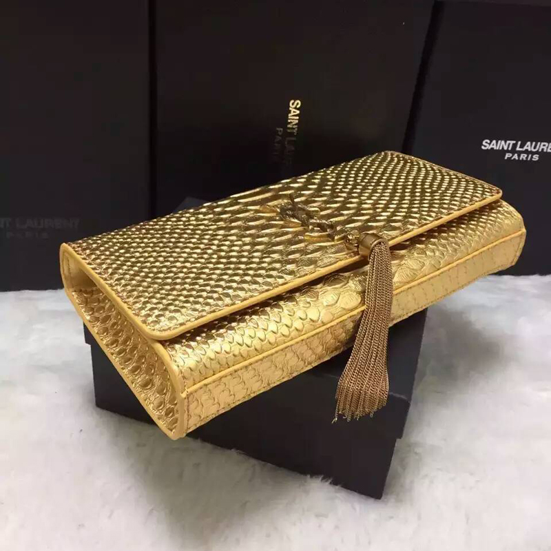 2016 YSL Dinner clutch shoulder bag 311288 Gold with Bronze