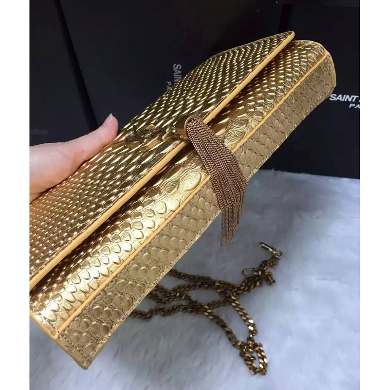 2016 YSL Dinner clutch shoulder bag 311288 Gold with Bronze