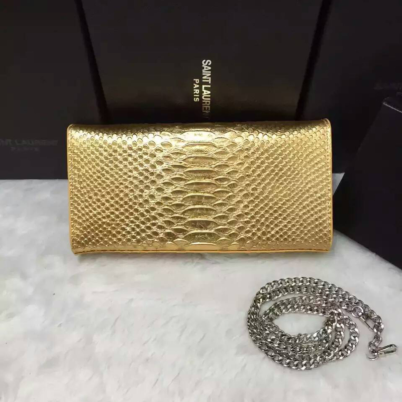 2016 YSL Dinner clutch shoulder bag 311288 Gold with Silver