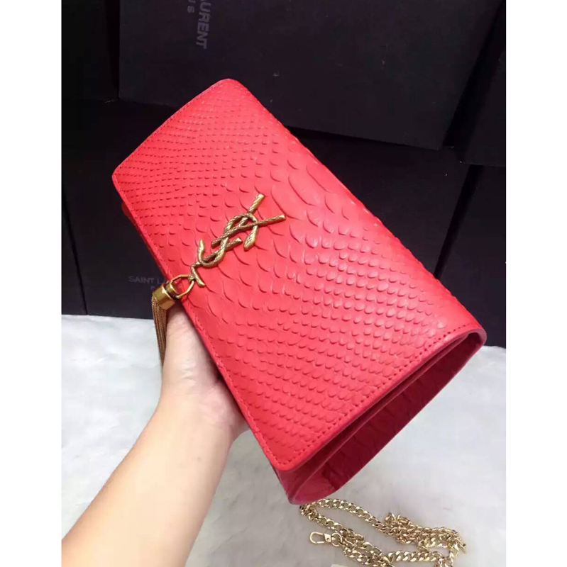 2016 YSL Dinner clutch shoulder bag 311288 Red with Bronze