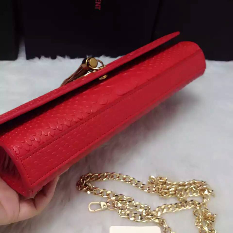 2016 YSL Dinner clutch shoulder bag 311288 Red with Bronze