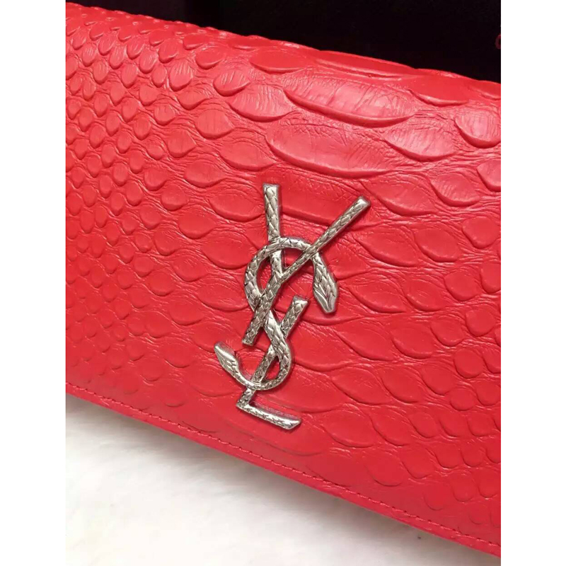 2016 YSL Dinner clutch shoulder bag 311288 Red with Silver