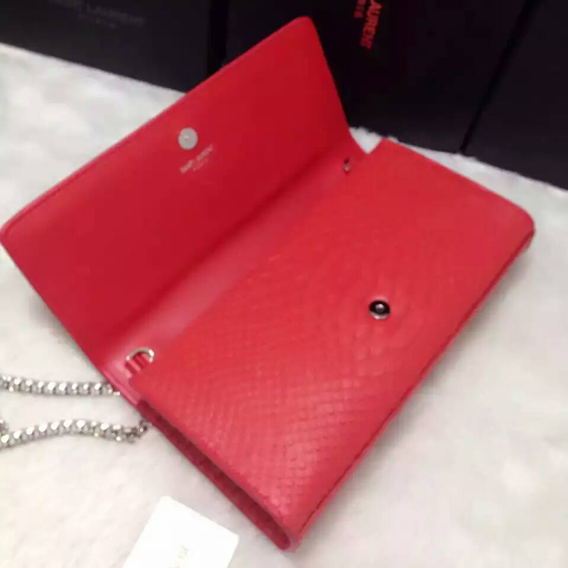 2016 YSL Dinner clutch shoulder bag 311288 Red with Silver