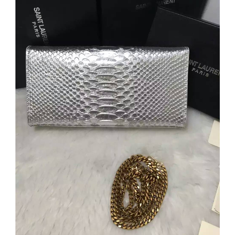 2016 YSL Dinner clutch shoulder bag 311288 Silver with Bronze