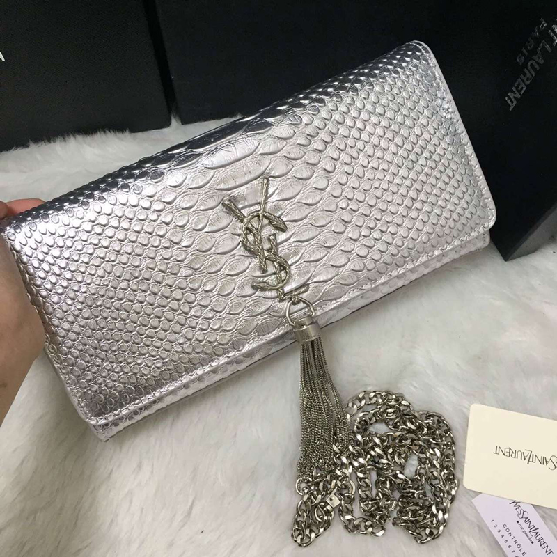 2016 YSL Dinner clutch shoulder bag 311288 Silver with Silver