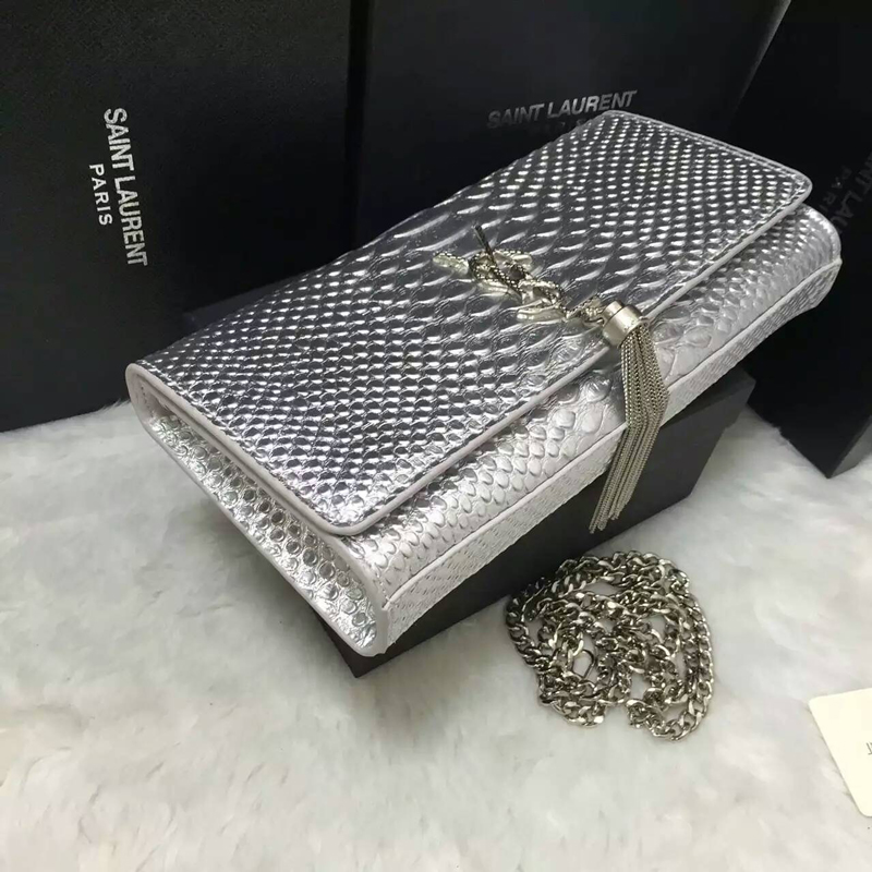 2016 YSL Dinner clutch shoulder bag 311288 Silver with Silver