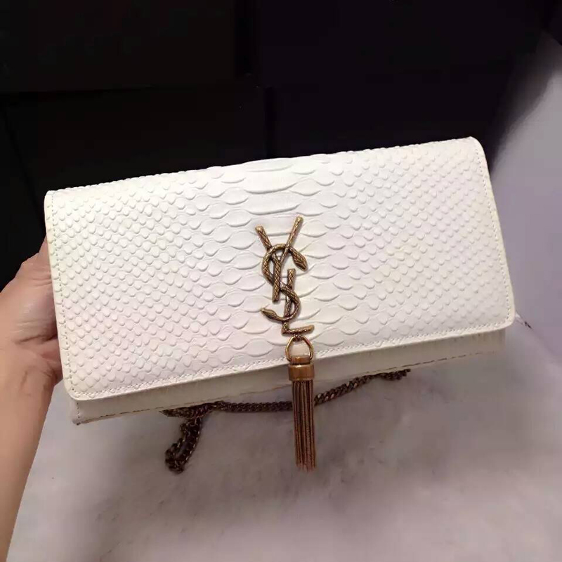 2016 YSL Dinner clutch shoulder bag 311288 White with Bronze