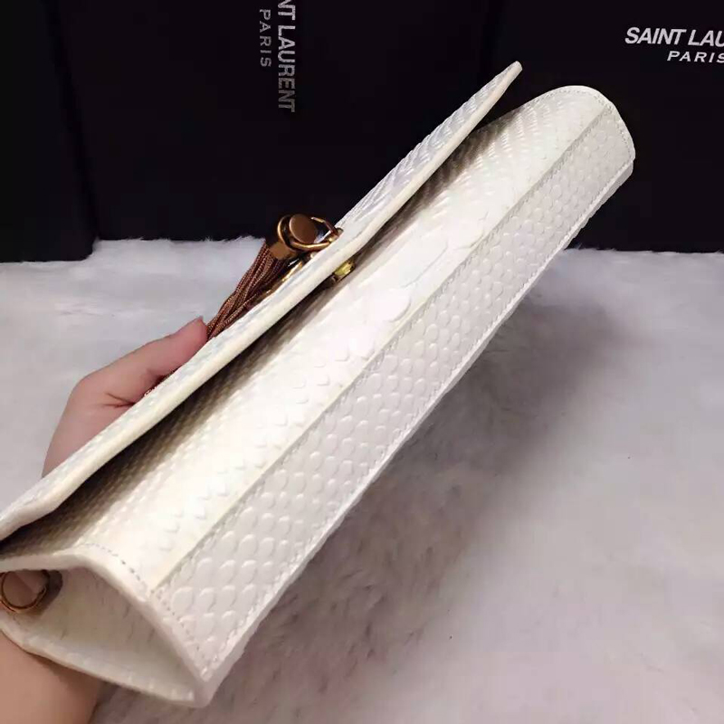 2016 YSL Dinner clutch shoulder bag 311288 White with Bronze