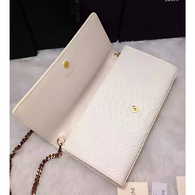 2016 YSL Dinner clutch shoulder bag 311288 White with Bronze