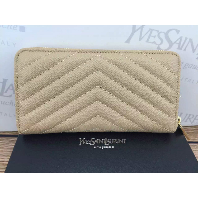 2016 YSL Zippy Wallet Original Caviar leather 241150 Apricot